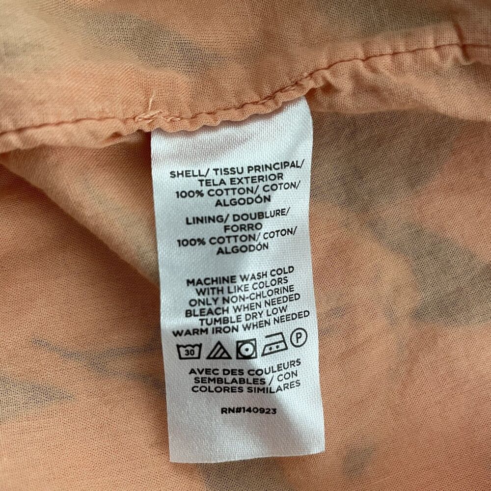 LOFT Orange Short Sleeve Orange Print Strappy Square Neckline Cropped Top Size L - Picture 6 of 10